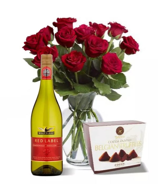 Dozen Red Roses, Wine & Truffles
