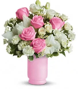 24 Long Stemmed Pink and White Roses