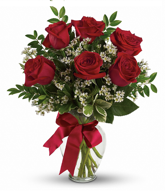 Half Dozen Long Stemmed Red Roses