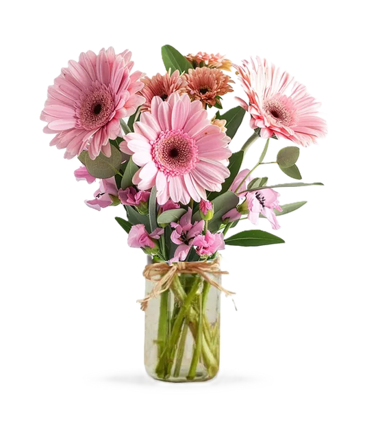 Shades of Pink in Mason Jar