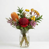 native australian flowers hand-selected by florists and arranged in a mason jar